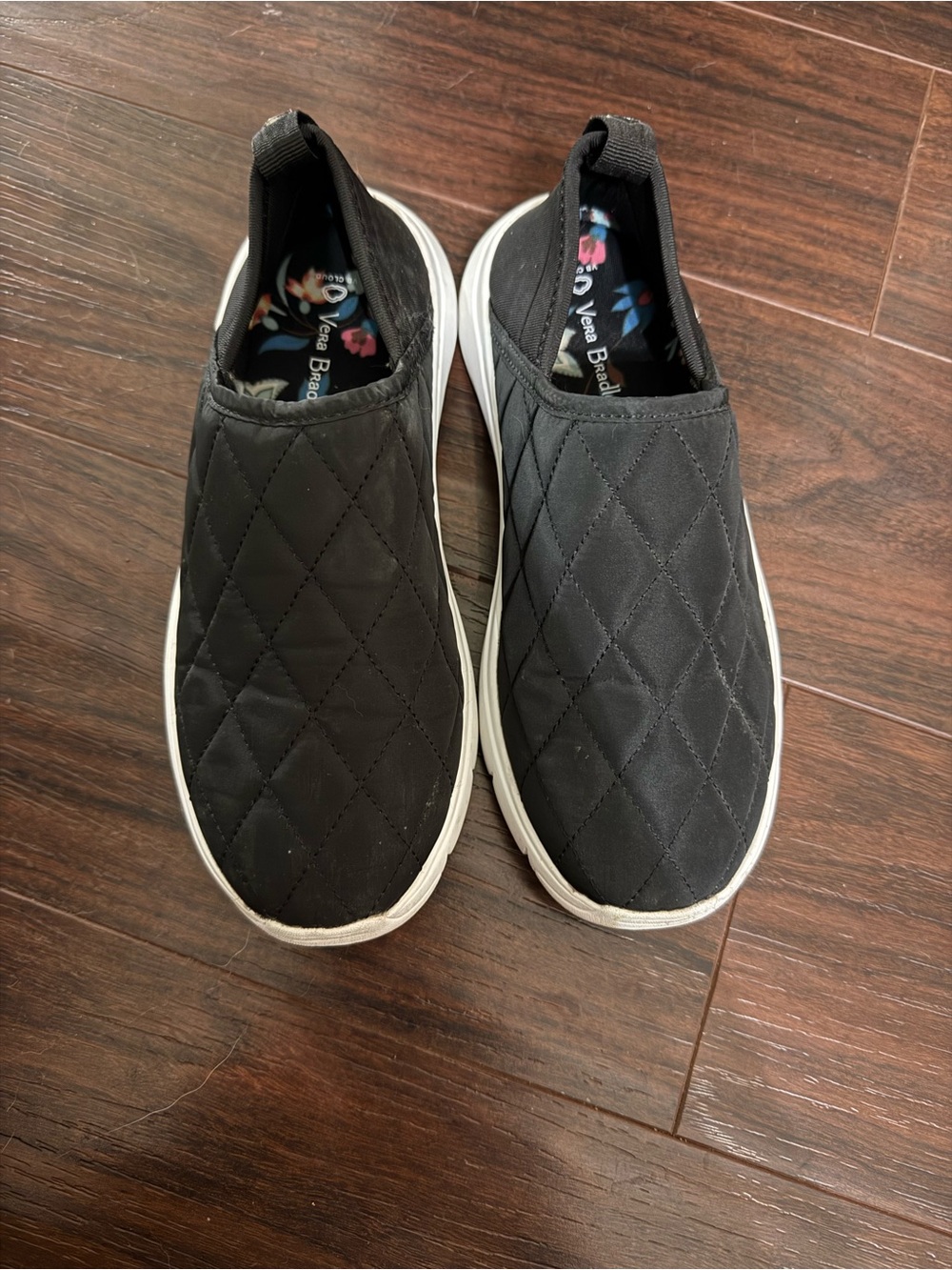 Vera Bradley Quilted Slip-On Sneakers in Black with White Soles